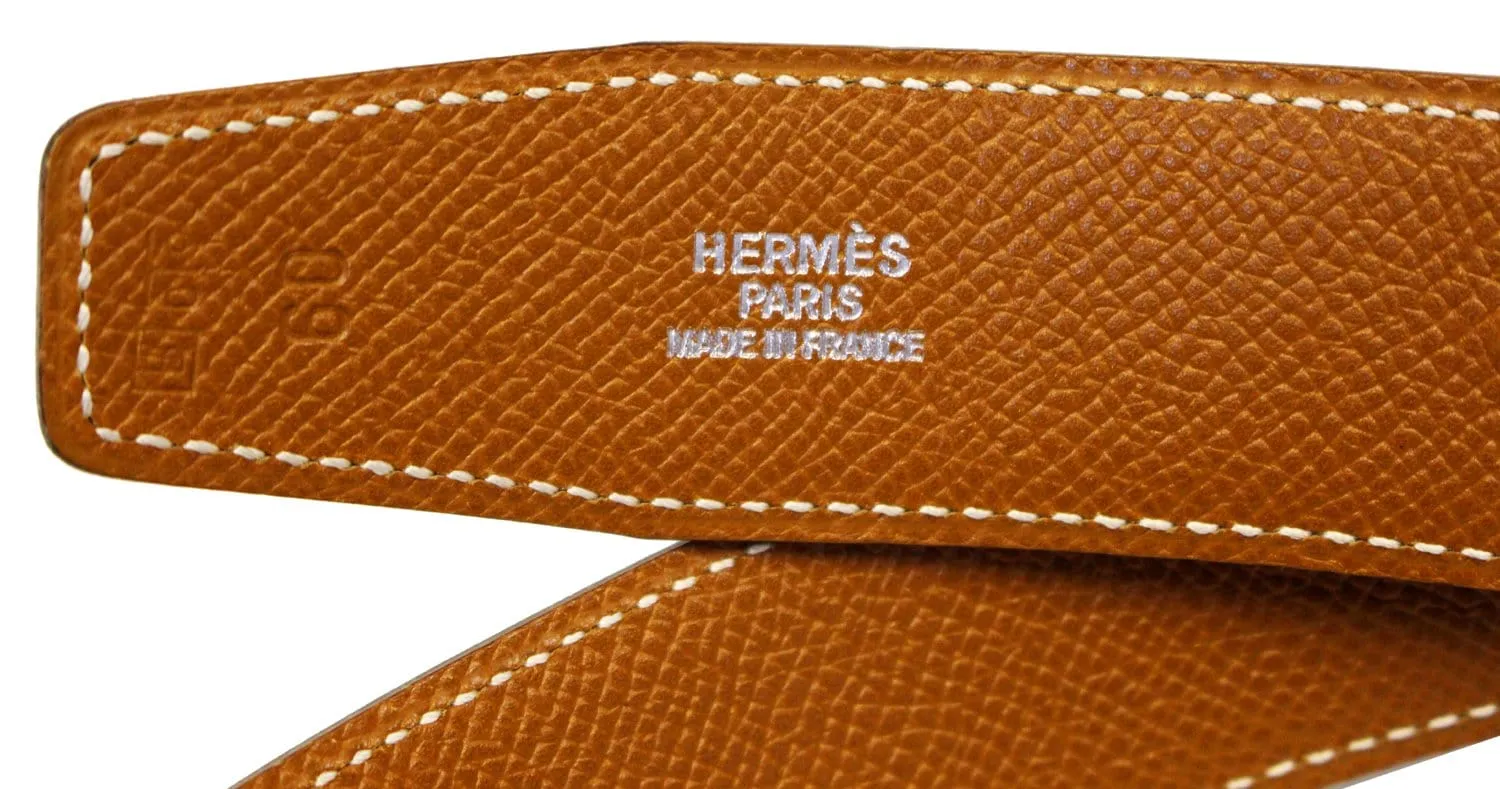 HERMES Belt Constance Buckle H Reversible Black Brown 60cm