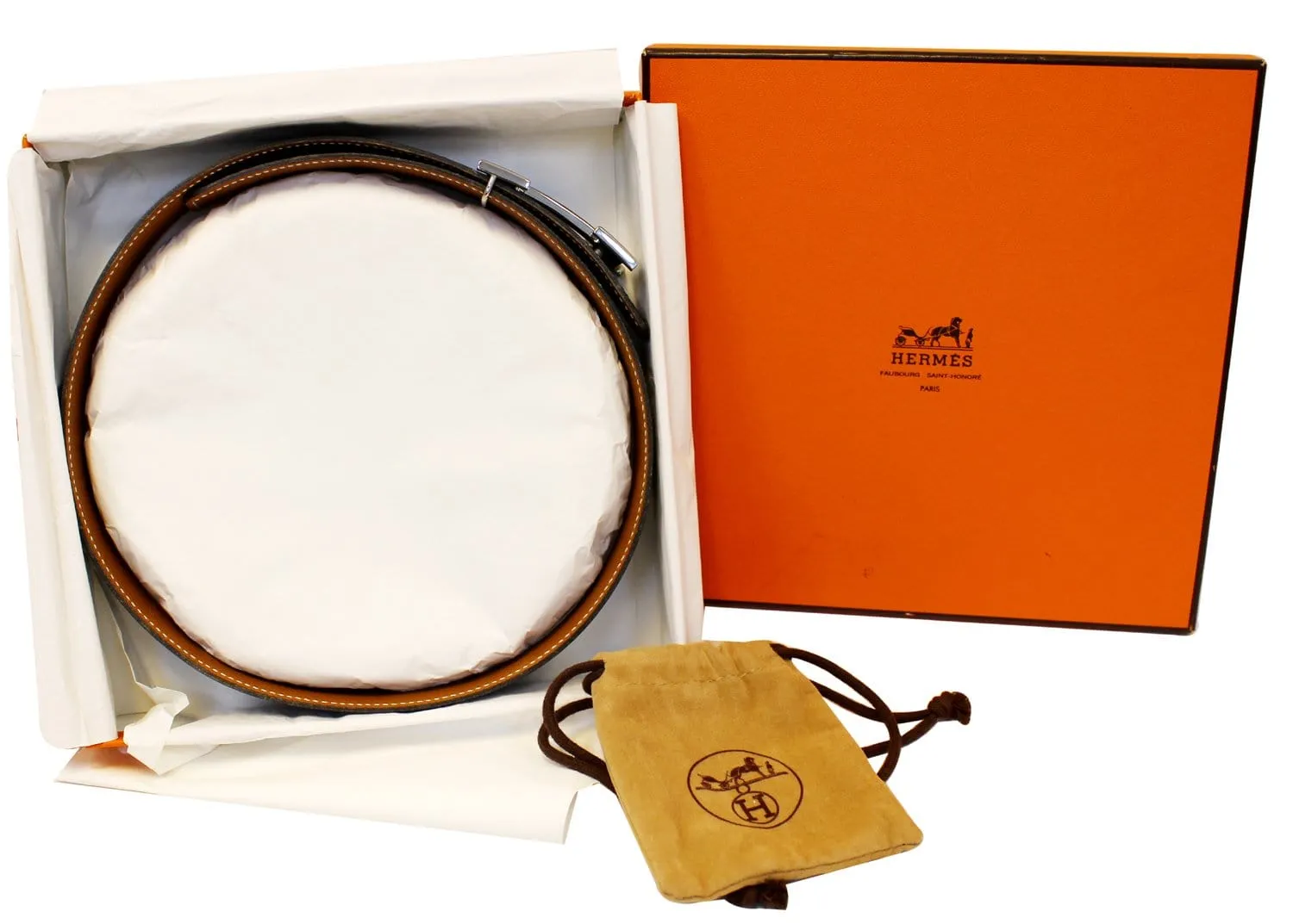 HERMES Belt Constance Buckle H Reversible Black Brown 60cm