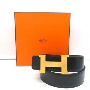 Hermes Constance 42mm Reversible Leather Belt Black/Chocolate Brown Size 85 NEW