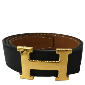HERMES Constance H Buckle Reversible Belt Black