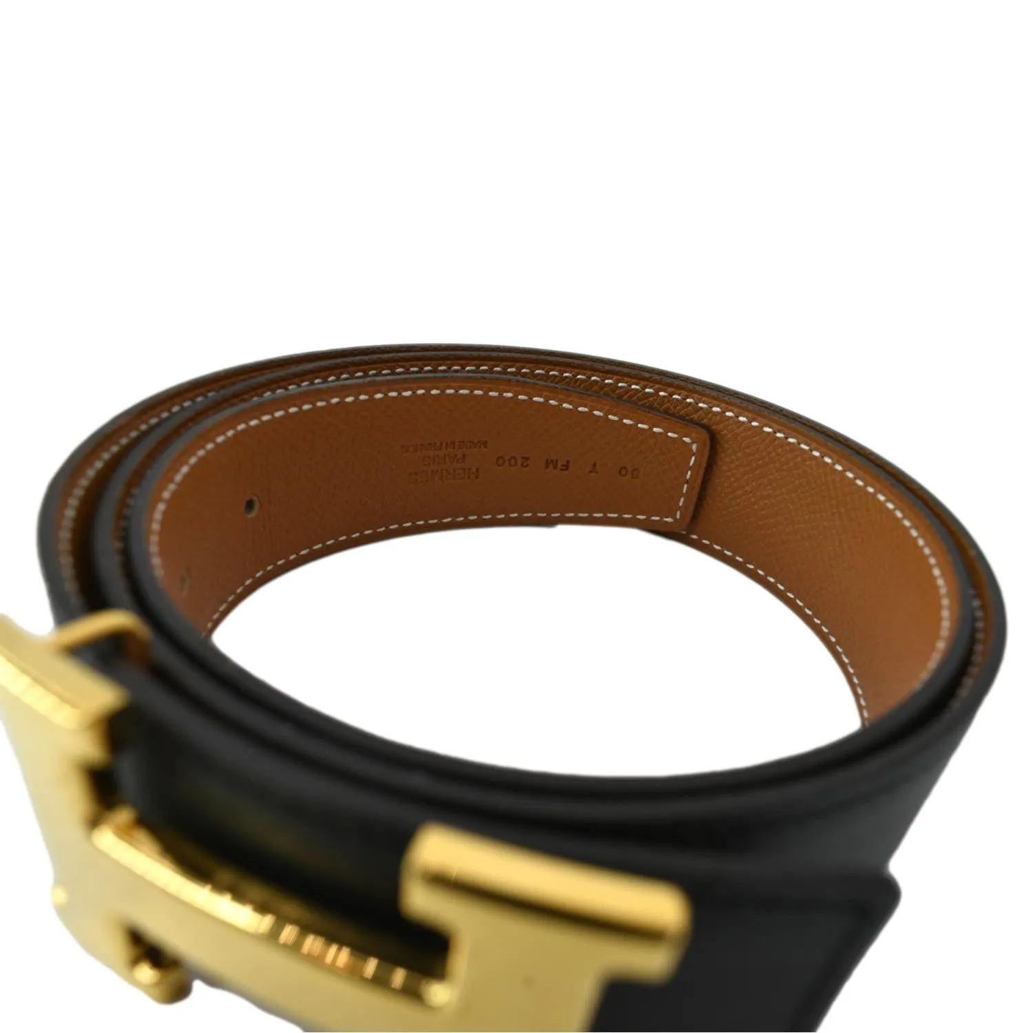 HERMES Constance H Buckle Reversible Belt Black