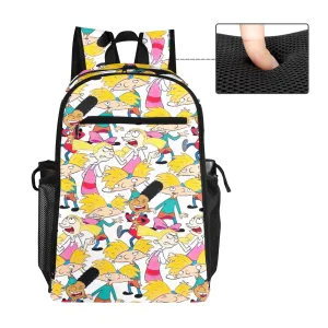 Hey Arnold! White Pattern All Over Print Leisure Sports Backpack