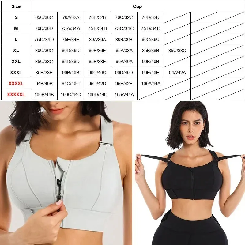 High Impact Sports Bra for Women - Quick Dry, Wireless, Shockproof, Plus Size Available