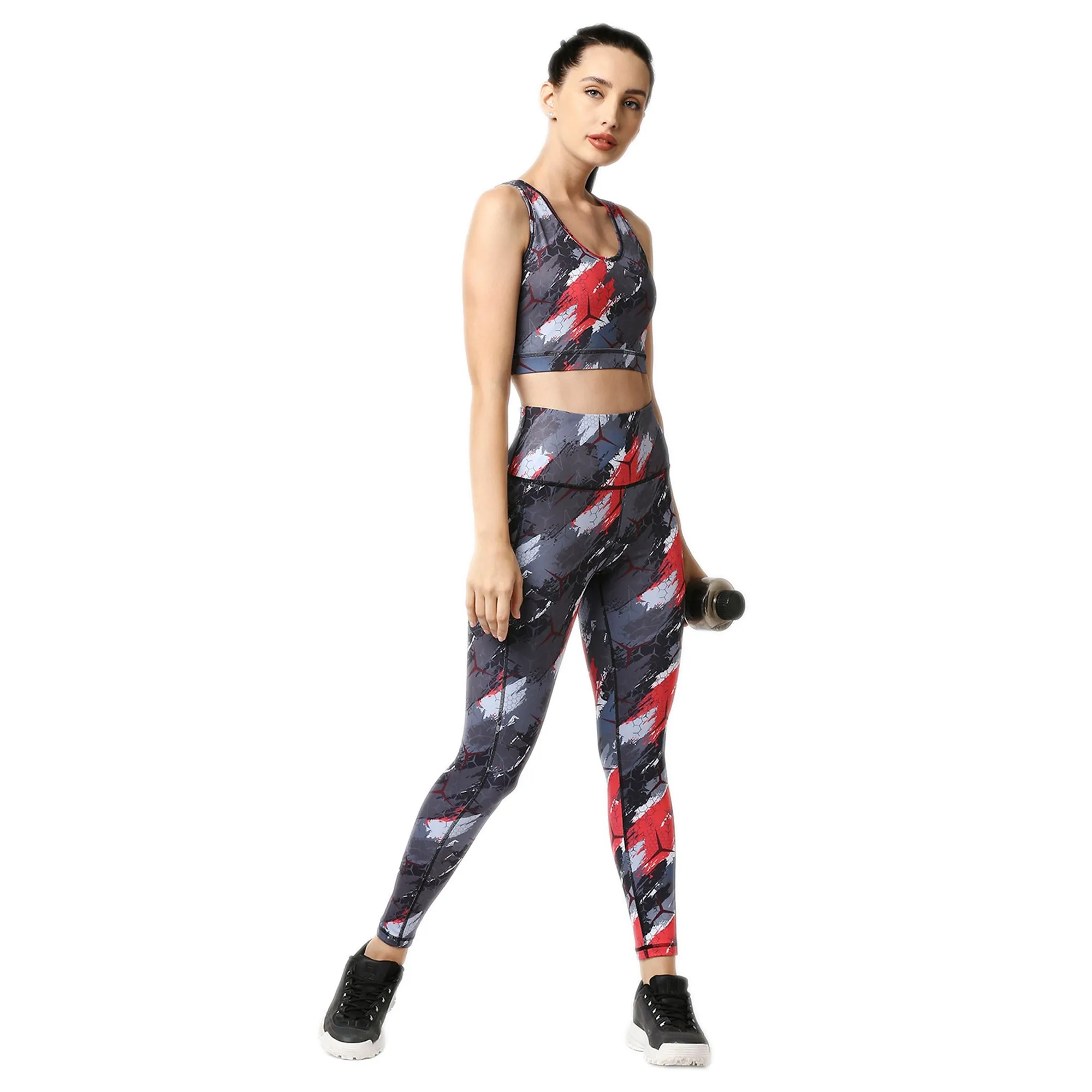 High Waist Ankle Length Sports Leggings With Pockets