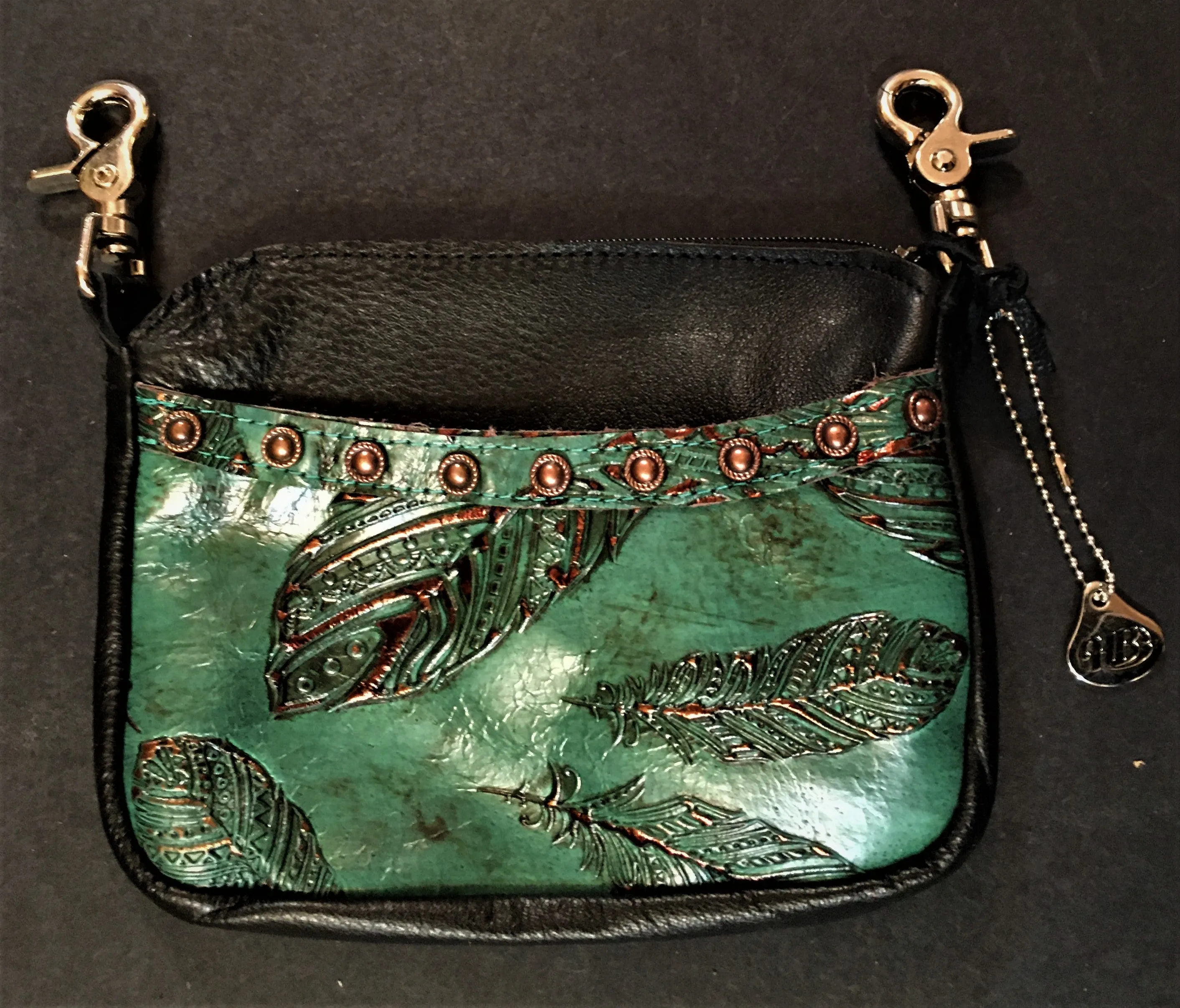 Hip Bag Side Cellphone Jade Feather Print