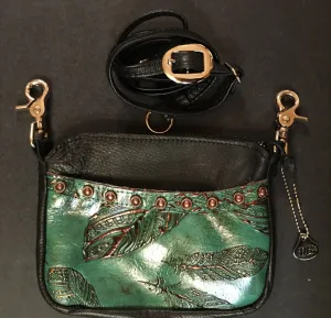 Hip Bag Side Cellphone Jade Feather Print
