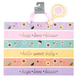 Horizontal Super Baby Rattle Stripe Hot Stamp Gift Bag Bag
