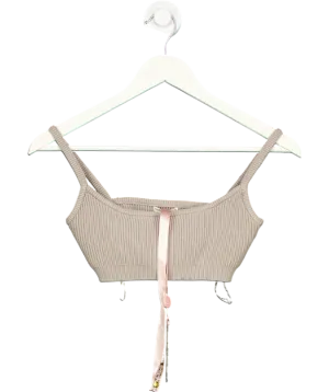 House of CB Beige Mischa Ribbed Knit Bralette UK M