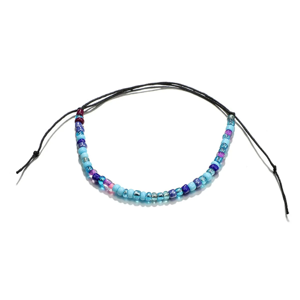 Howlite & Acrylic Adjustable Anklet & Silver-Plated Lotus Charm Anklet