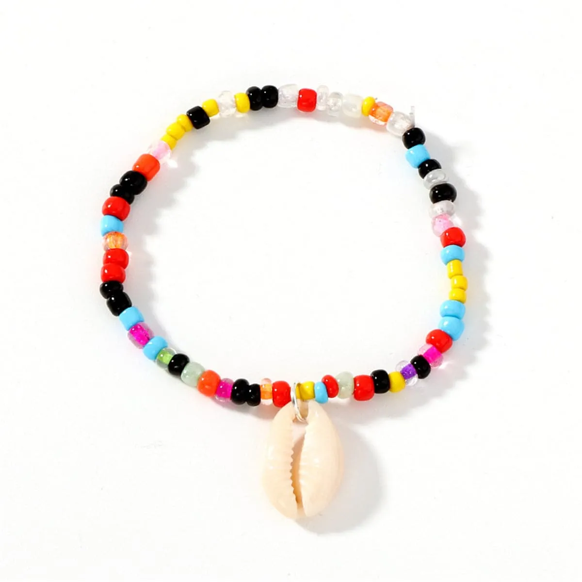 Howlite & Cowrie Shell Beaded Stretch Anklet