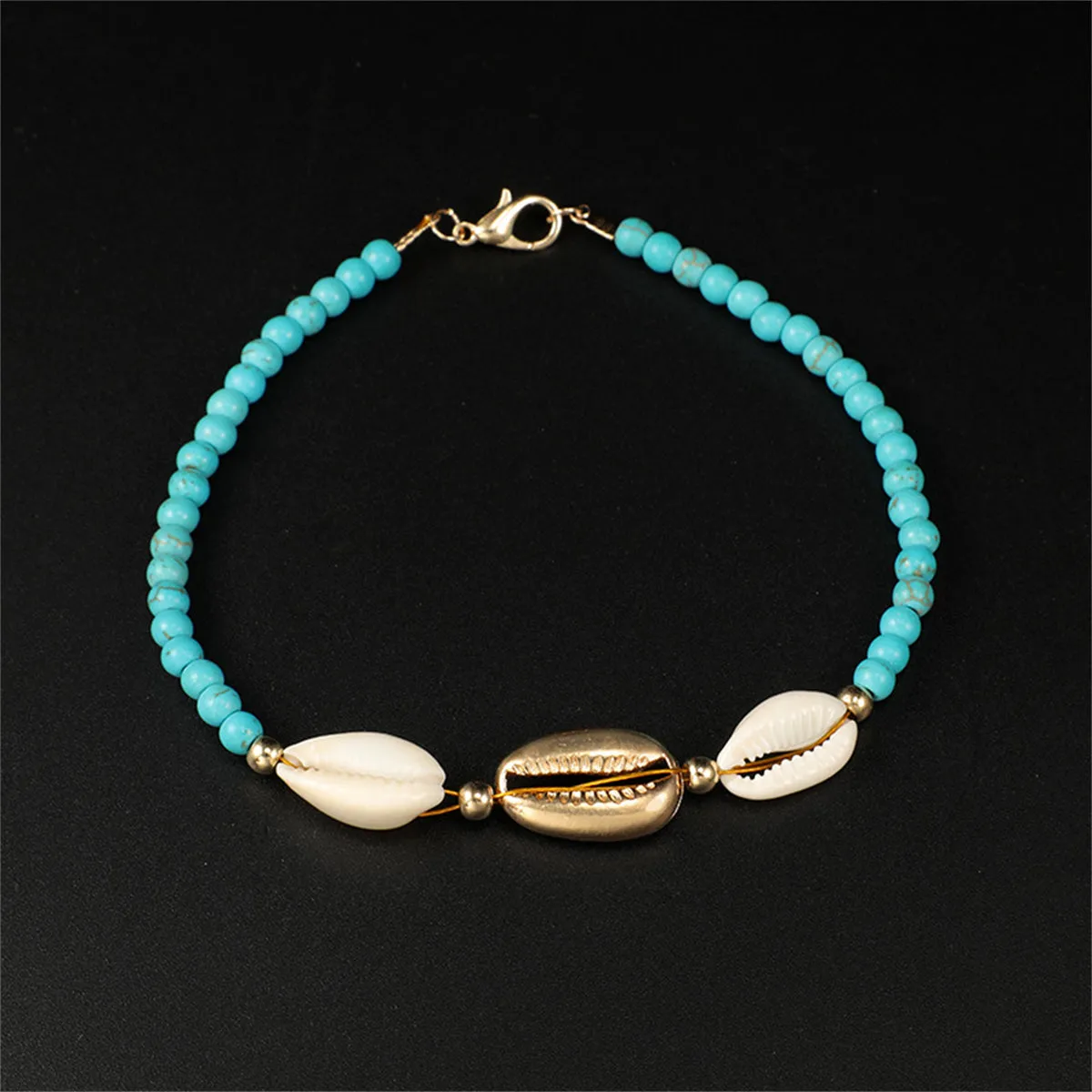 Howlite & Shell 18K Gold-Plated Beaded Seashell Anklet