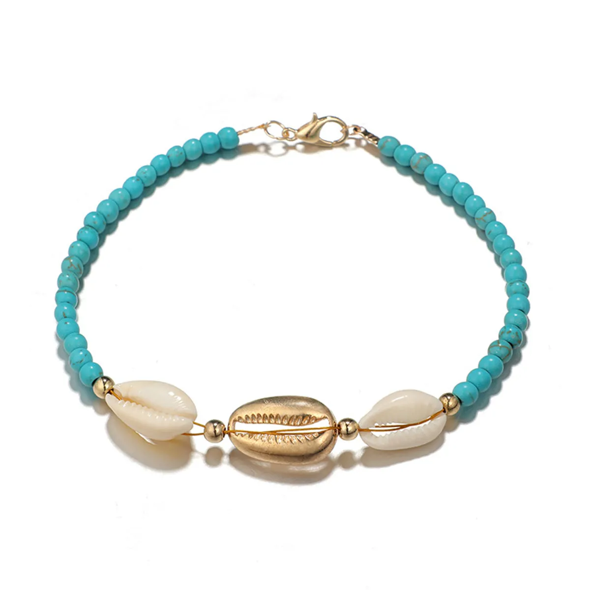 Howlite & Shell 18K Gold-Plated Beaded Seashell Anklet