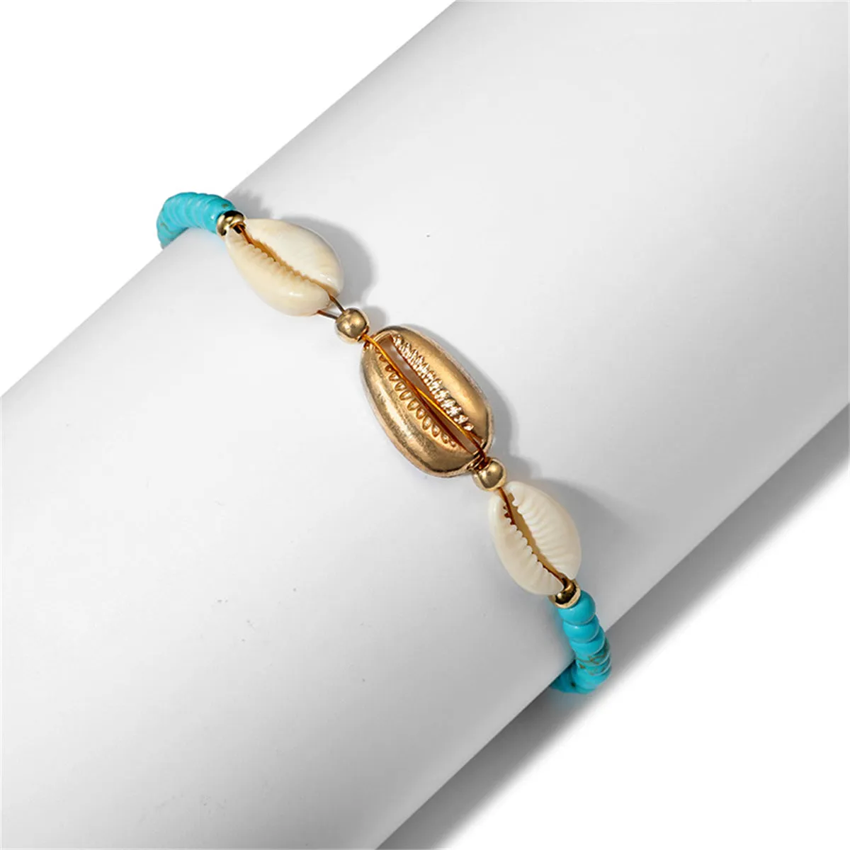 Howlite & Shell 18K Gold-Plated Beaded Seashell Anklet