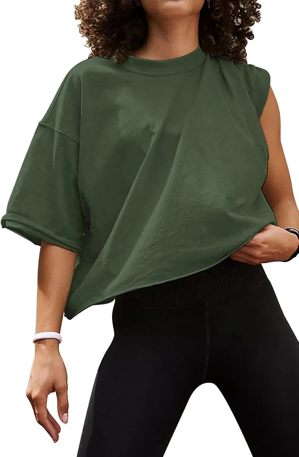 HUGOOME Oversize Crop Tops: Loose Fit for Active Comfort