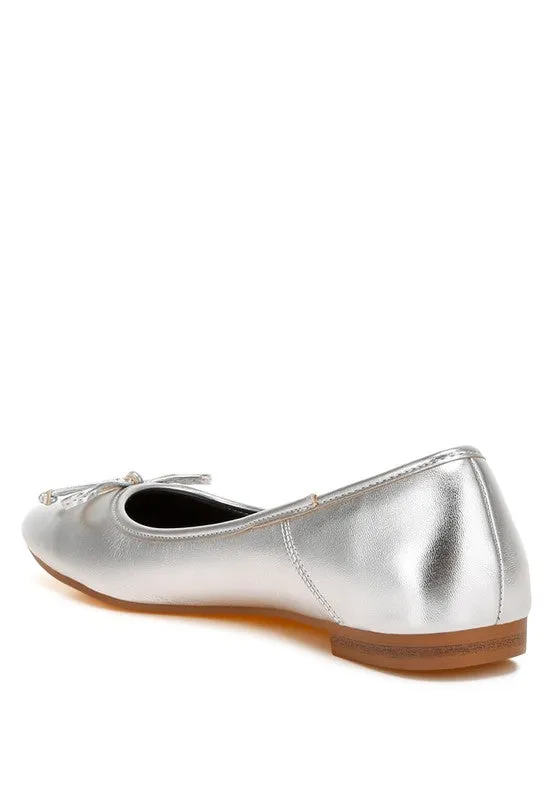Ipara Bow Detail Metallic Gold/Silver Ballerina Flats