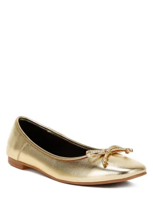 Ipara Bow Detail Metallic Gold/Silver Ballerina Flats