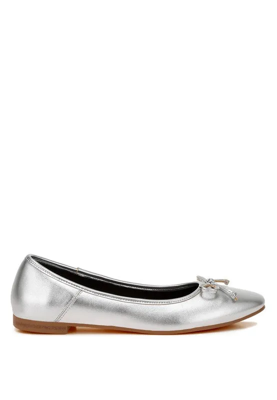 Ipara Bow Detail Metallic Gold/Silver Ballerina Flats