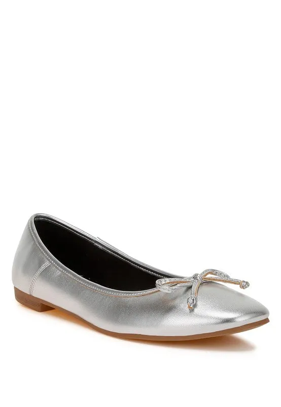 Ipara Bow Detail Metallic Gold/Silver Ballerina Flats