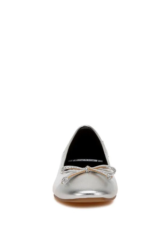 Ipara Bow Detail Metallic Gold/Silver Ballerina Flats