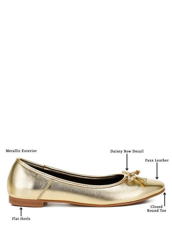Ipara Bow Detail Metallic Gold/Silver Ballerina Flats