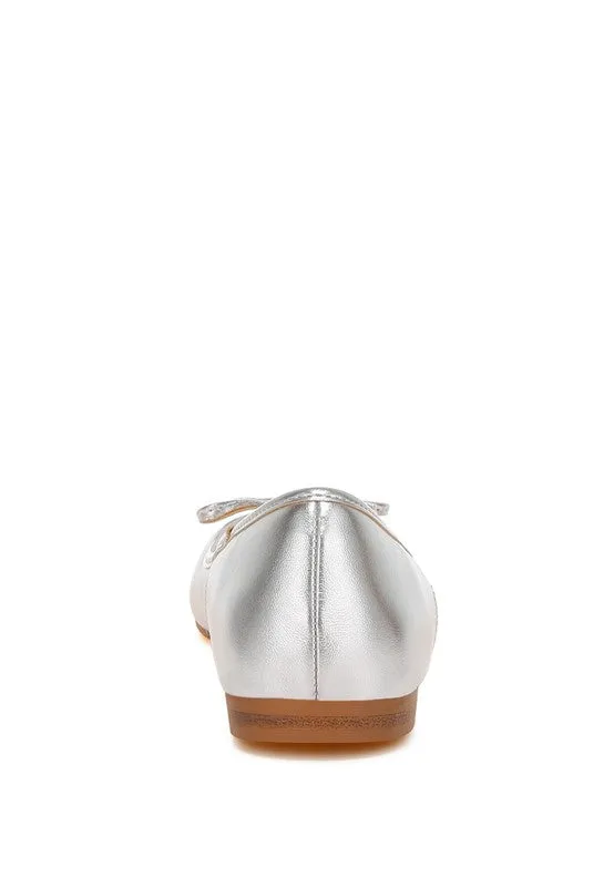Ipara Bow Detail Metallic Gold/Silver Ballerina Flats