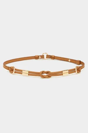 Ivy Knotted Rope Belt in Amber Brown