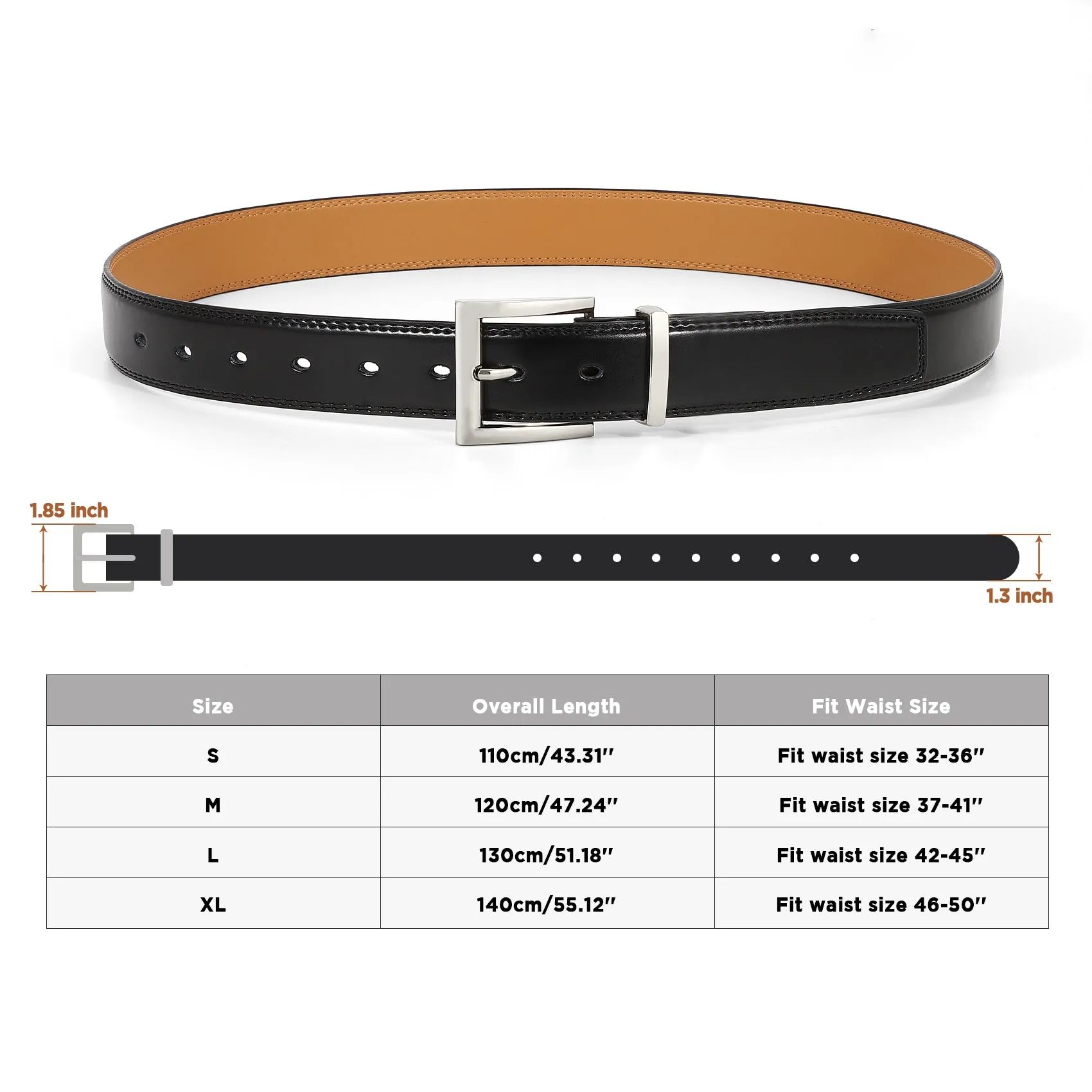 JASGOOD 1 Pack Black Casual Style Split Genuine Cowhide Leather Zinc Alloy Pin Buckle Leather Belt For Men Jeans