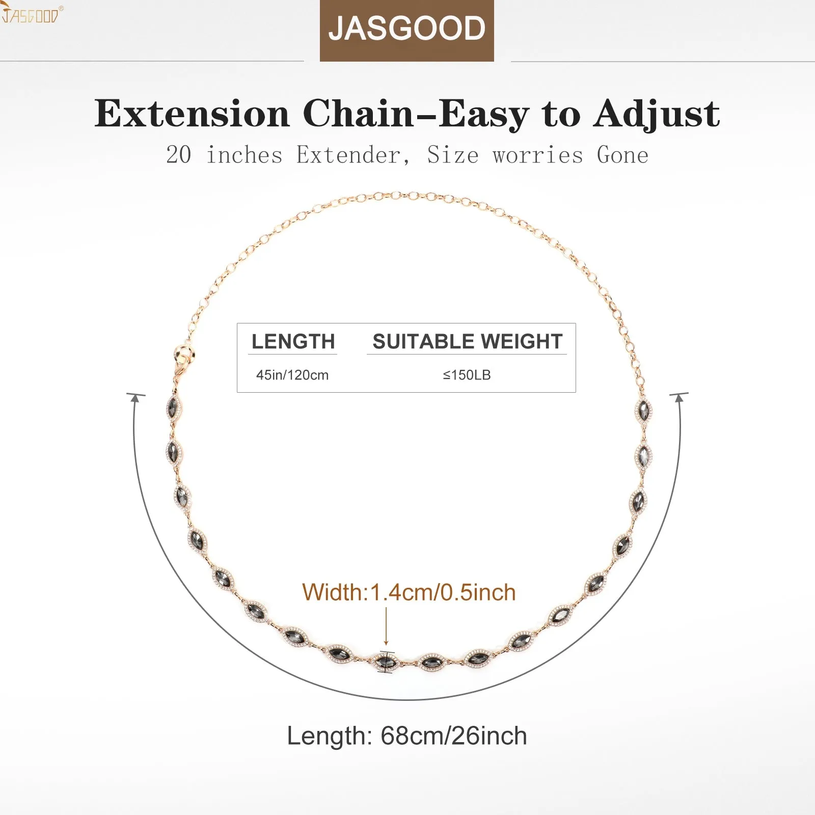 JASGOOD Halloween Women Chain Belts Rhinestone Belt Shiny Crystal Waist Belt for Ladies Dresses