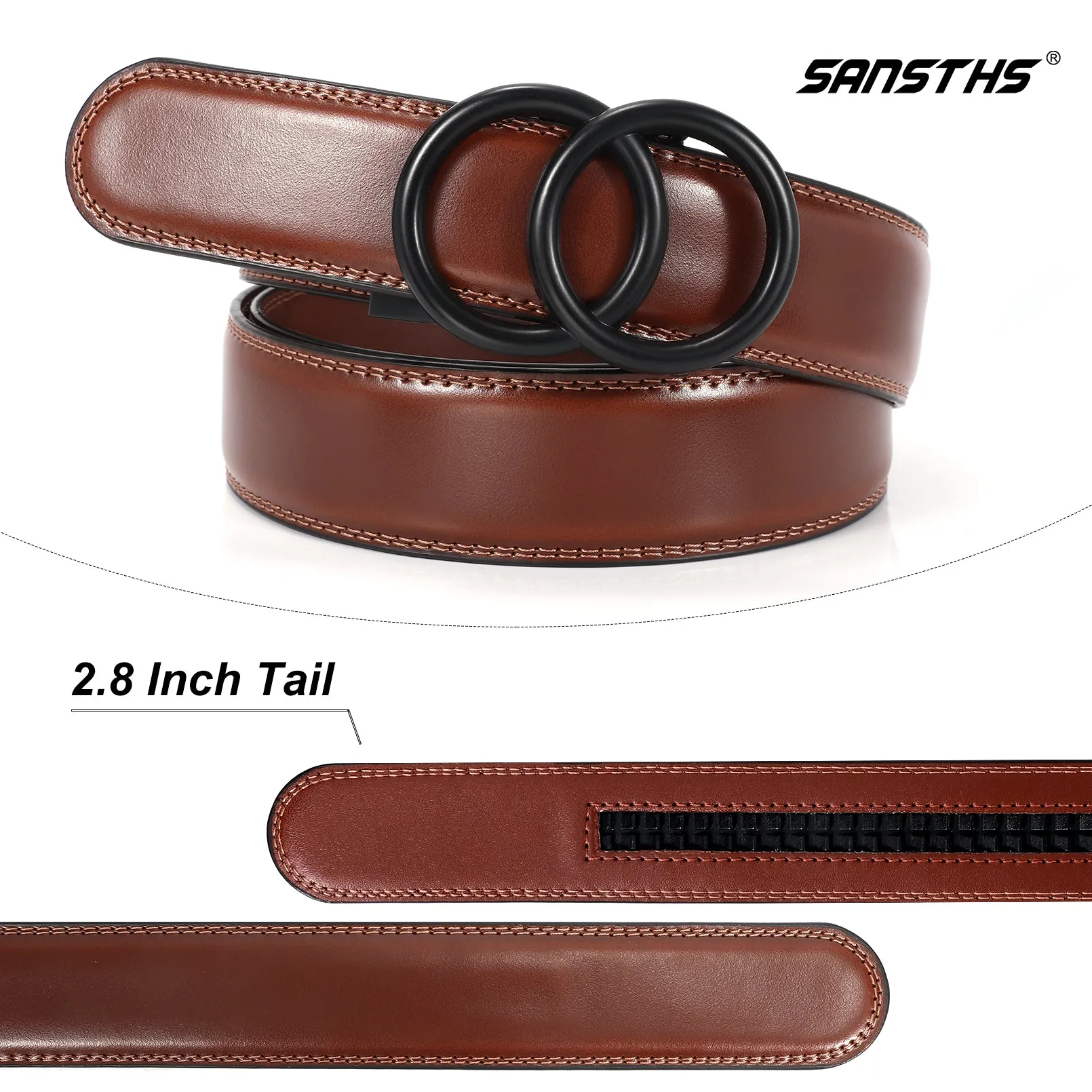 JASGOOD Men Leather Belt  Ratchet Dress Belt Perfect Gift for Men