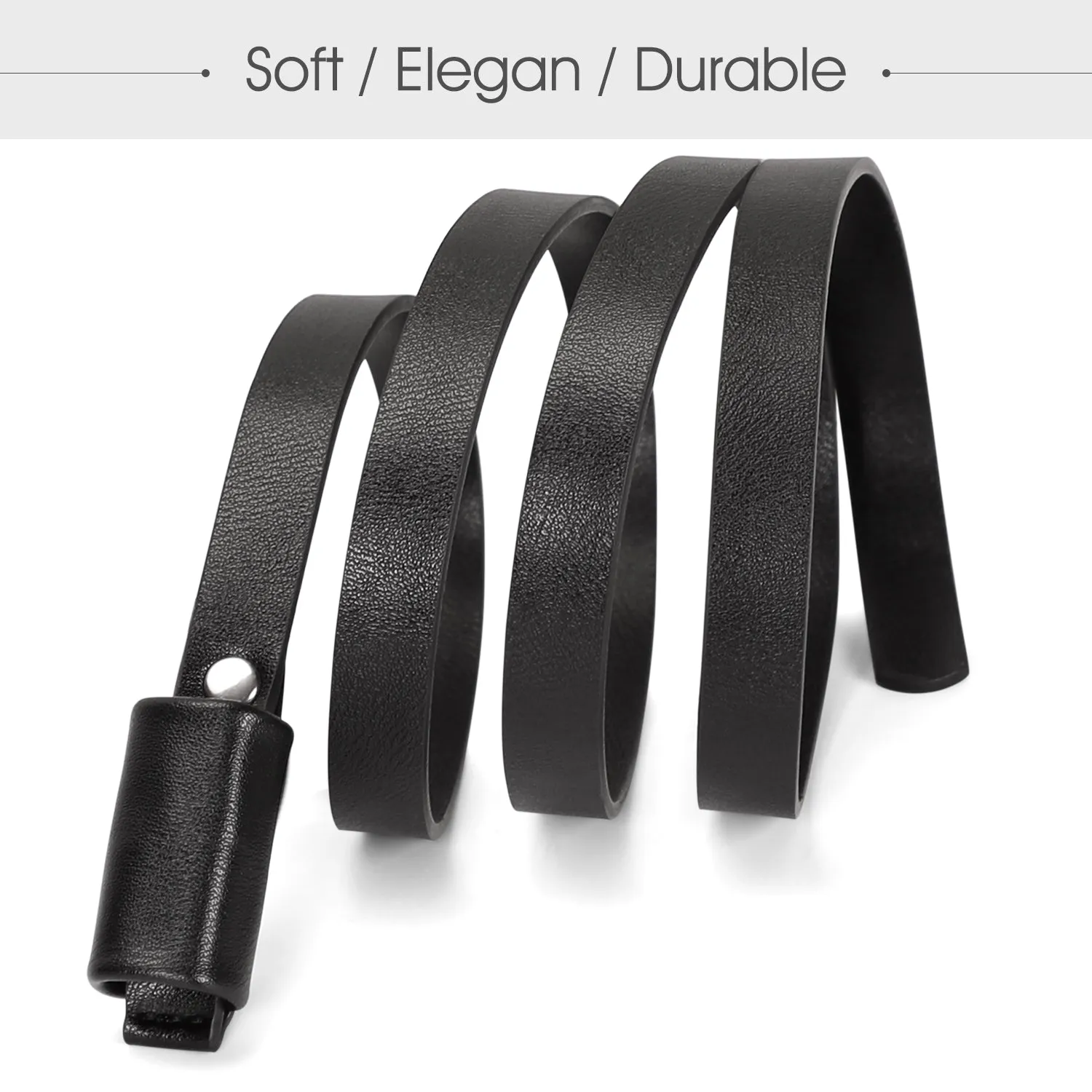 JASGOOD Women Leather Skinny Belt for Dress Adjustable Thin Waist Belt for Lady