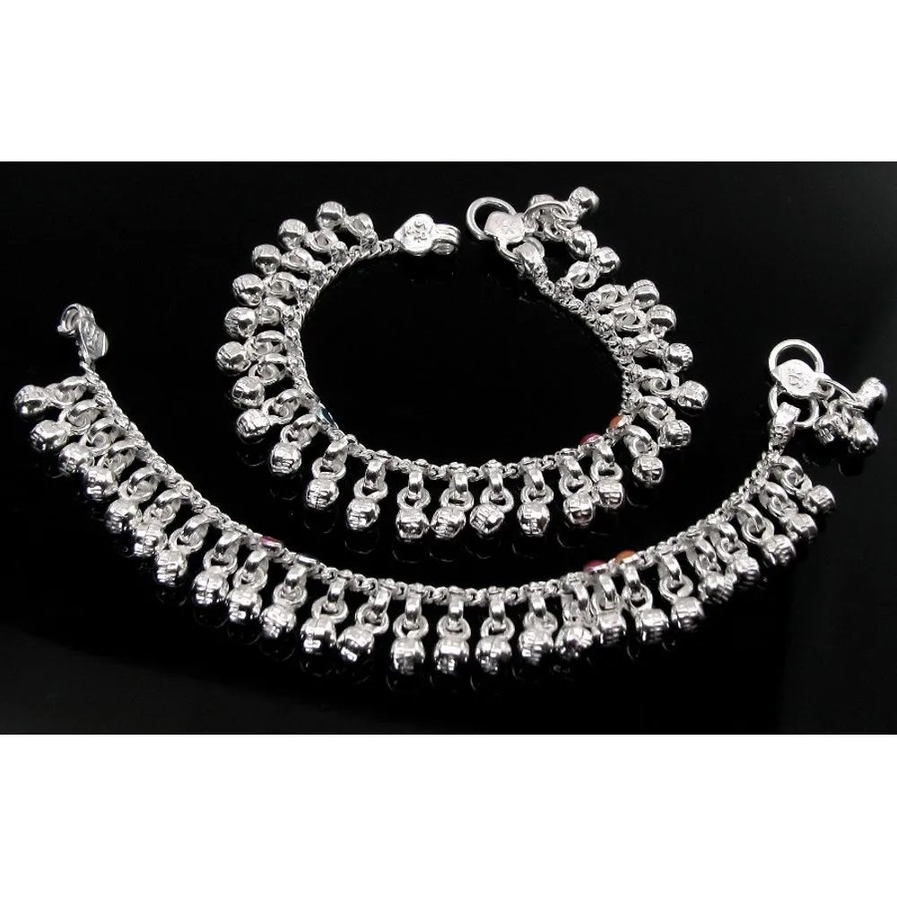 Jingle Bells Solid Silver Anklets Ankle chain Bracelet Kids Children's 5.1"