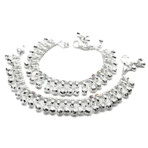 Jingle Bells Solid Silver Anklets Ankle chain Bracelet Kids Children's 5.1"