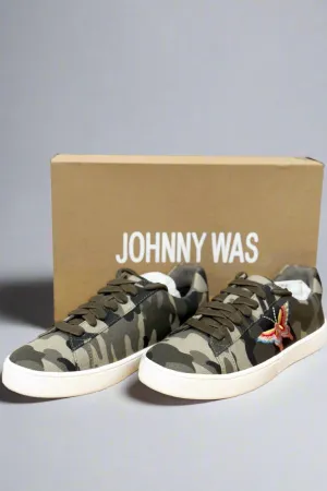 Johnny Was Camouflage Embroidered Canvas Sneaker JWS0011