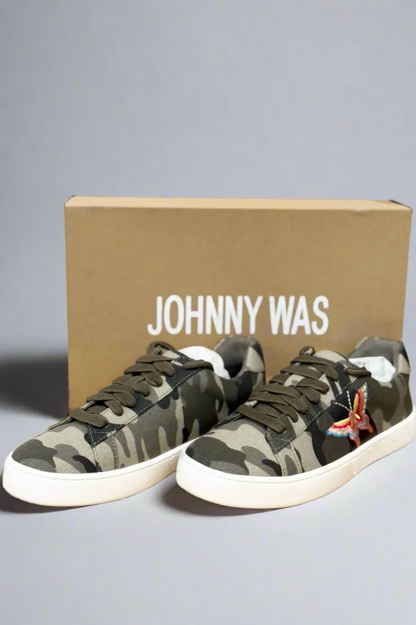 Johnny Was Camouflage Embroidered Canvas Sneaker JWS0011