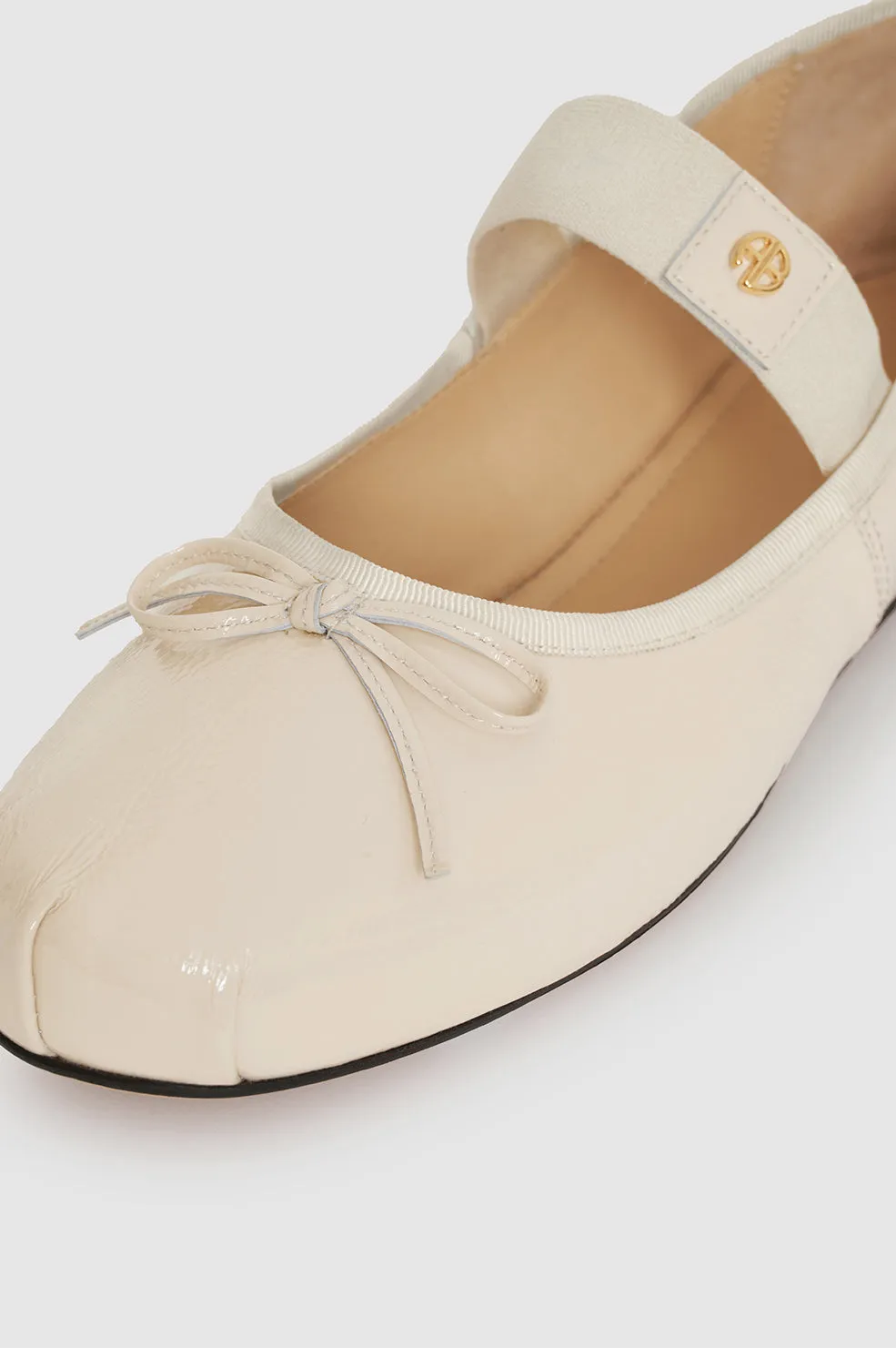 Jolie Flats - Bone Crinkled Patent