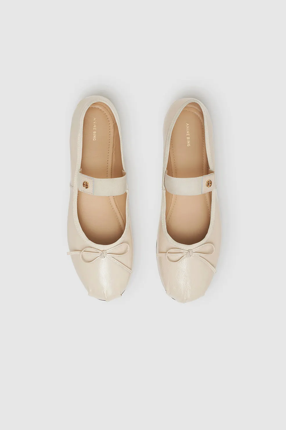 Jolie Flats - Bone Crinkled Patent