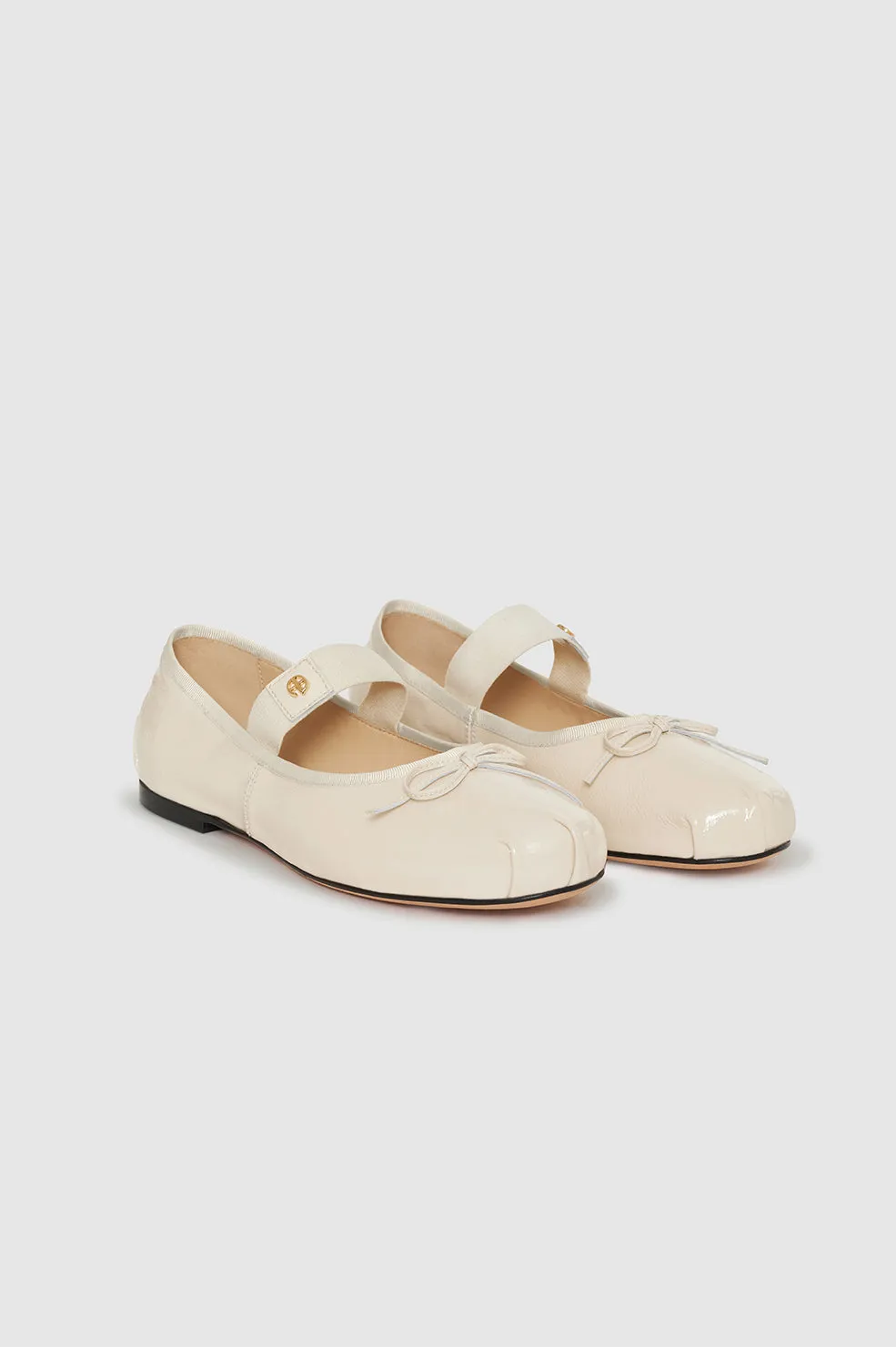 Jolie Flats - Bone Crinkled Patent