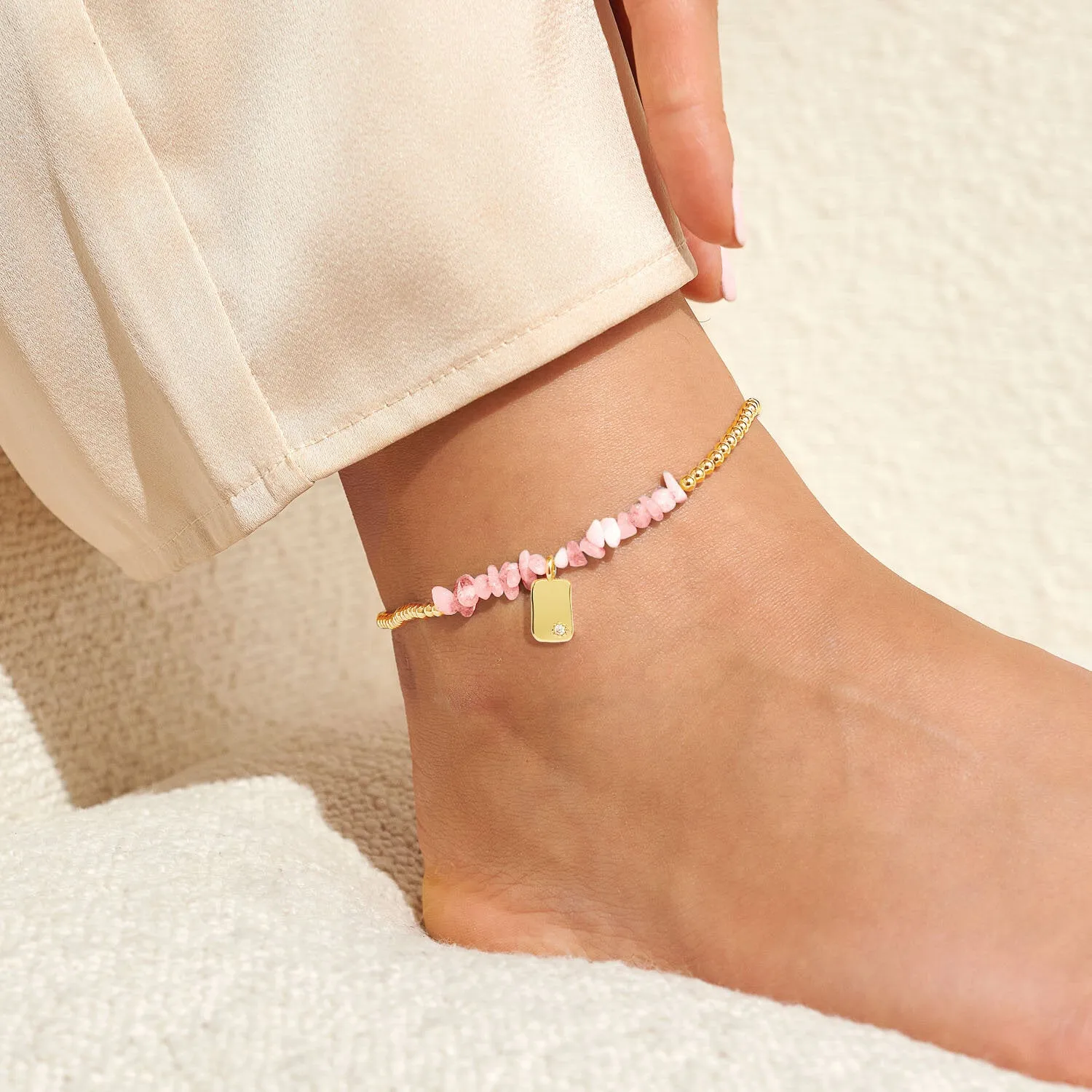 Joma Jewellery - Anklet - Pink Crystal - Gold Plated