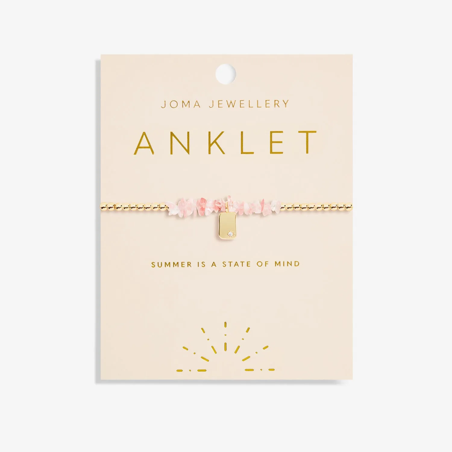 Joma Jewellery - Anklet - Pink Crystal - Gold Plated