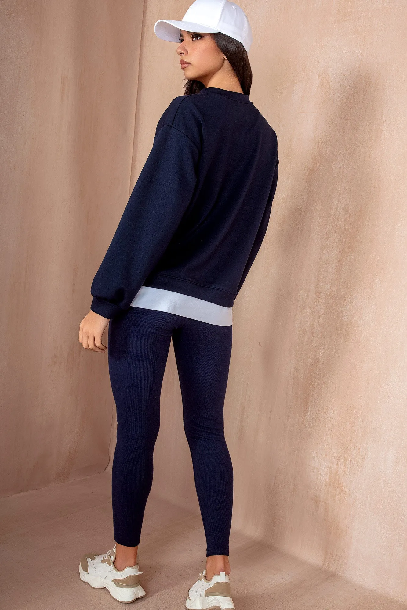 Jordan Navy White Hem Sweatshirt