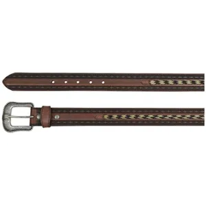 JP West Horsehair Braid Brown Leather Belt