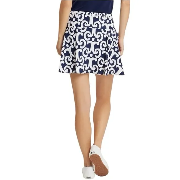 Jude Connally Liv Skort Skirt Blue White Print Preppy Tennis Golf Athletic Chic