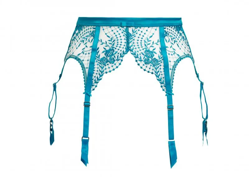 Julie's Roses Suspender - Butterfly Blue -