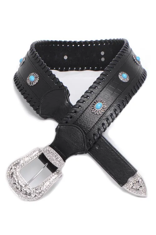 Kamberly Leather Belt with Conchos