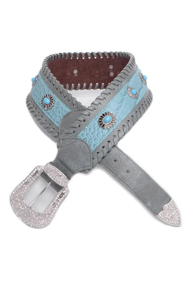 Kamberly Leather Belt with Conchos