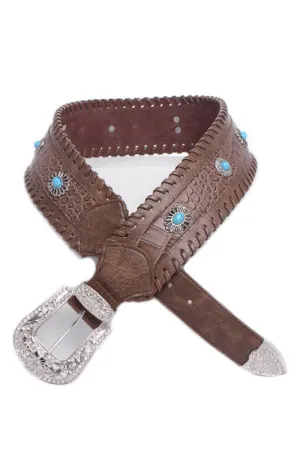 Kamberly Leather Belt with Conchos