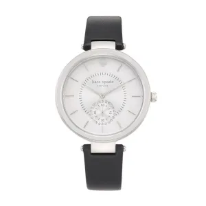 Kate Spade Perry Mother of Pearl Dial Black Leather Ladies Watch 1YRU0750