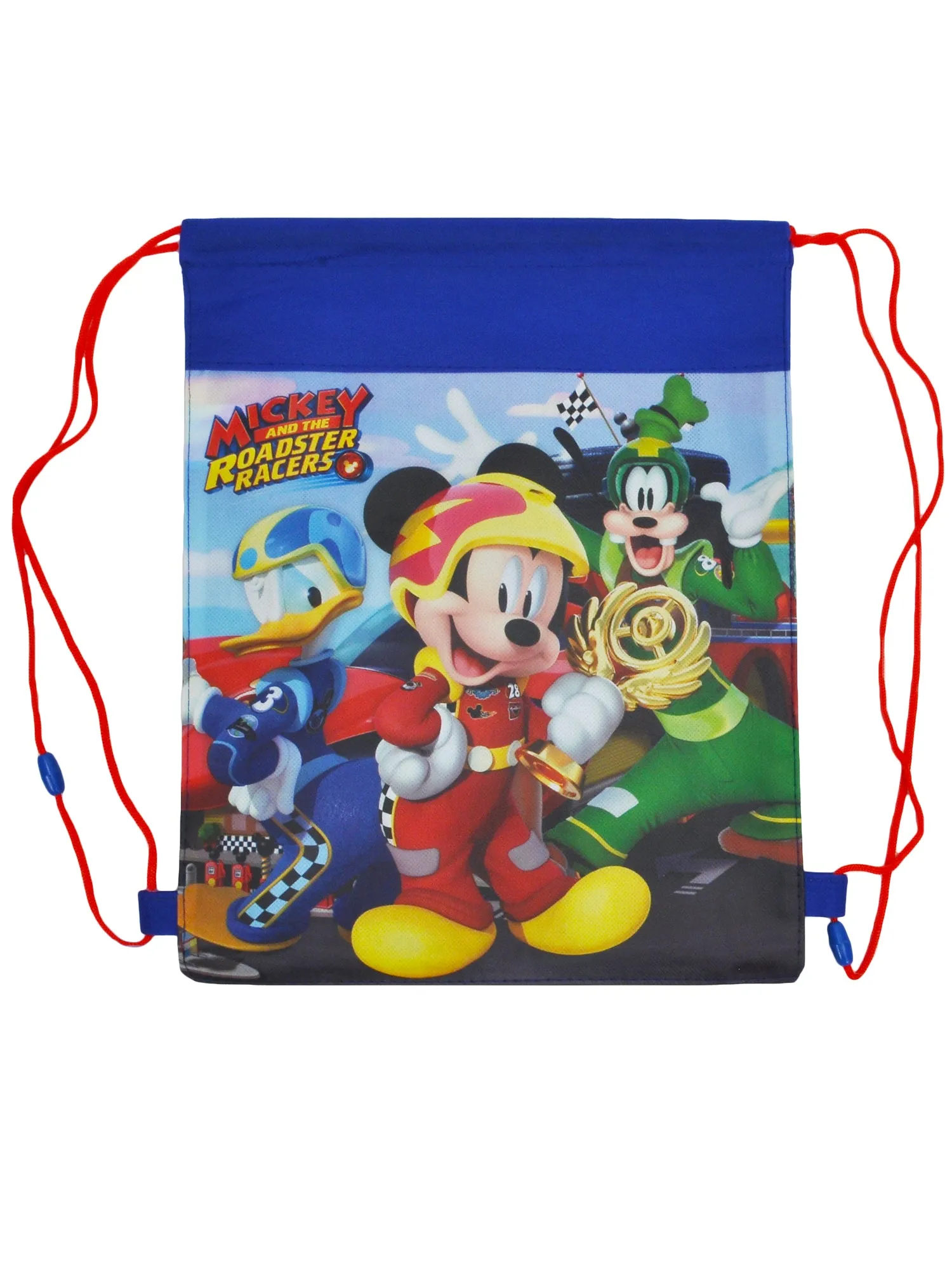 Kids Disney 11" Mickey & Donald Plush Doll w/ 14" Mickey Racers Drawstring Bag