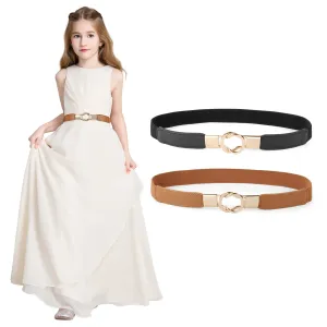 Kids Skinny Elastic Stretch Belts for girls with Easy Buckle Toddler School Uniform Dress Belts by JASGOOD