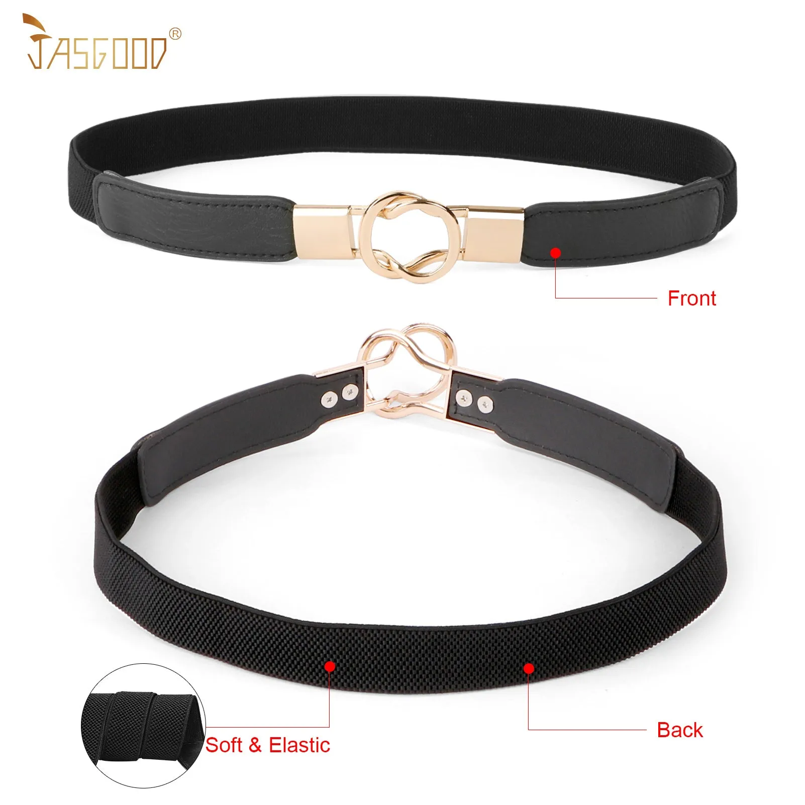 Kids Skinny Elastic Stretch Belts for girls with Easy Buckle Toddler School Uniform Dress Belts by JASGOOD